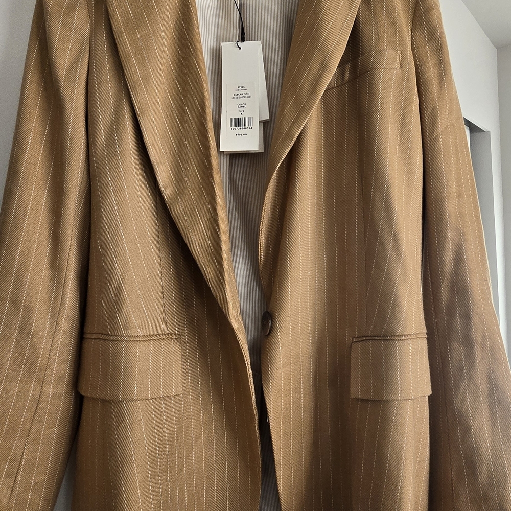 Veronica Beard Tan Pinstripe Blazer